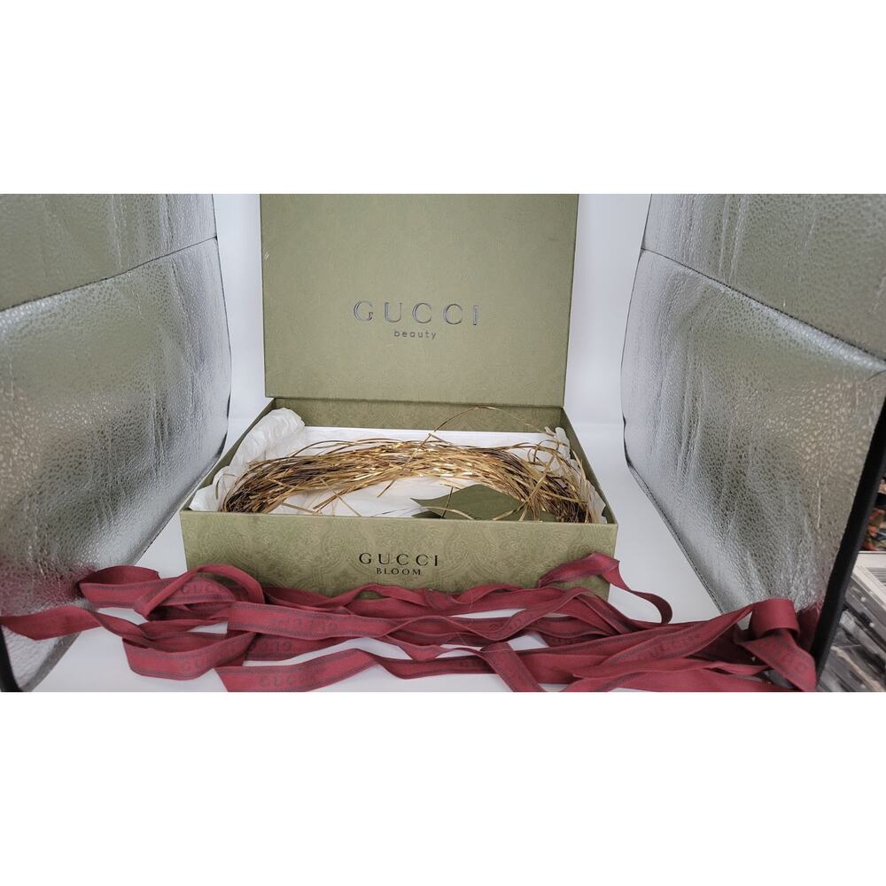 Gucci Bloom Gift Box Set Empty w Ribbon Tissue Booklet 11x9.5x2.5 Authentic